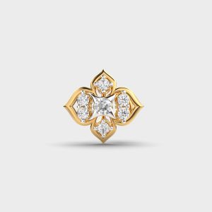 Quatrefoil Diamond Nose Pin with Princess-Cut Center Stone