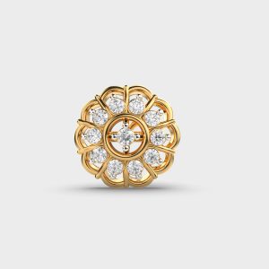 Floral Mandala Diamond Nose Pin in Intricate Yellow Gold Design