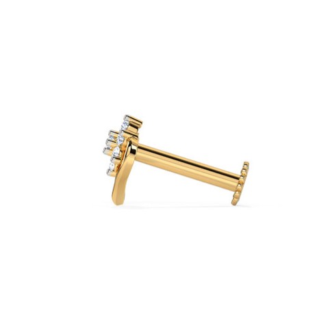 Heart-Framed Diamond Floral Nose Pin with Delicate Gold Design - Image 4