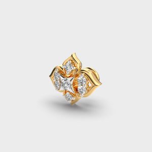 Quatrefoil Diamond Nose Pin with Princess-Cut Center Stone - Image 2