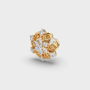Ornate Floral Diamond Nose Pin with Vintage Swirl Detailing - Image 2
