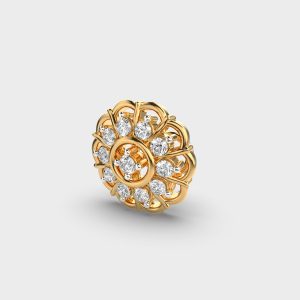 Floral Mandala Diamond Nose Pin in Intricate Yellow Gold Design - Image 2