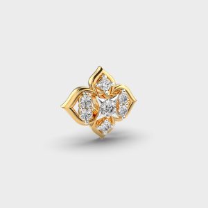 Quatrefoil Diamond Nose Pin with Princess-Cut Center Stone - Image 3