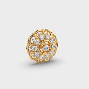 Floral Mandala Diamond Nose Pin in Intricate Yellow Gold Design - Image 3
