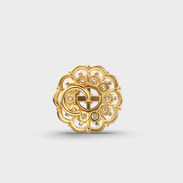 Floral Mandala Diamond Nose Pin in Intricate Yellow Gold Design - Image 4