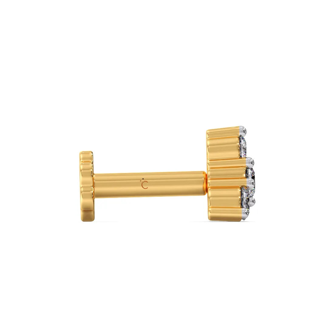 Contemporary Triangle Diamond Nose Pin in Yellow Gold with Prong Setting - Image 3