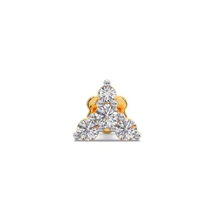 Contemporary Triangle Diamond Nose Pin in Yellow Gold with Prong Setting