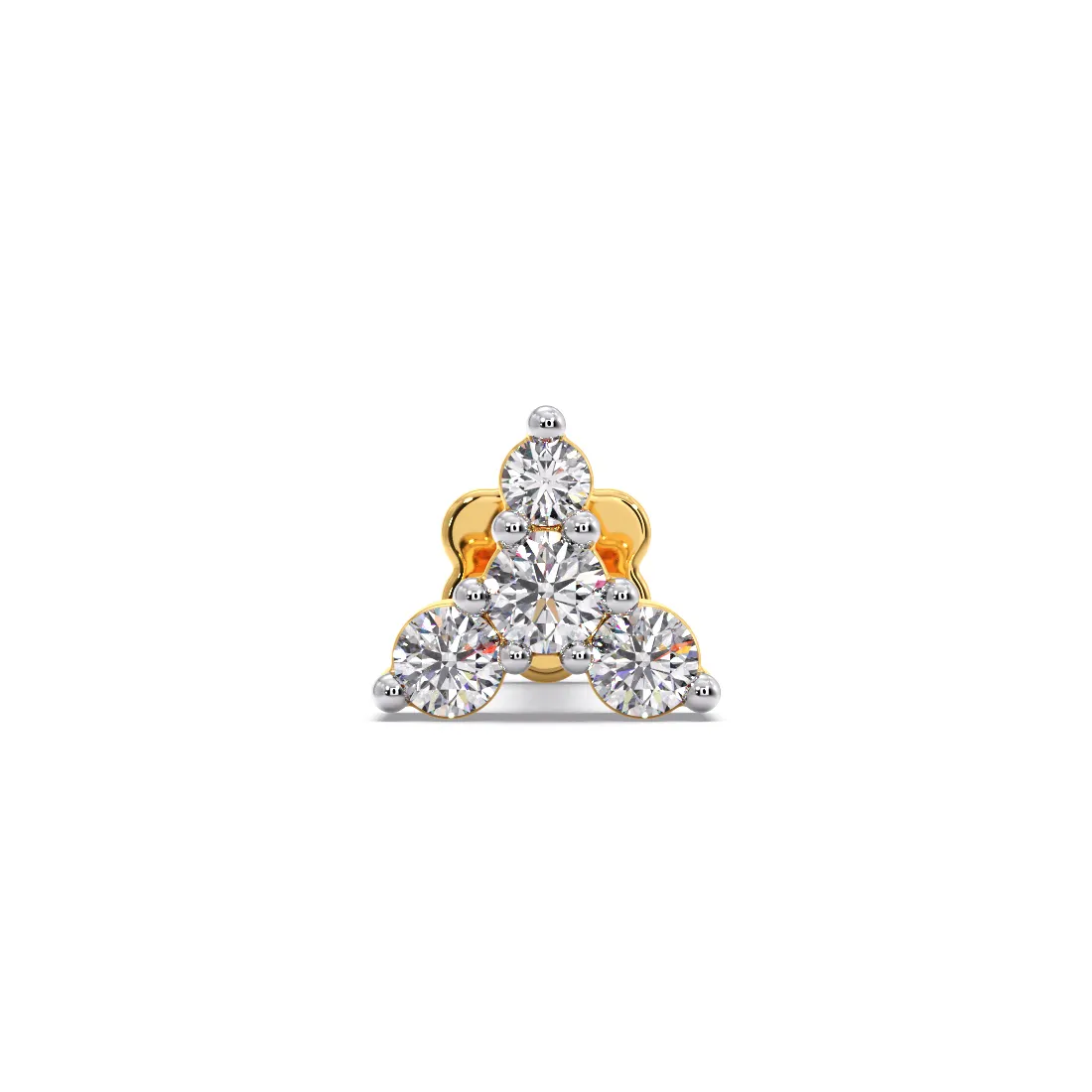 Contemporary Triangle Diamond Nose Pin in Yellow Gold with Prong Setting - Image 1