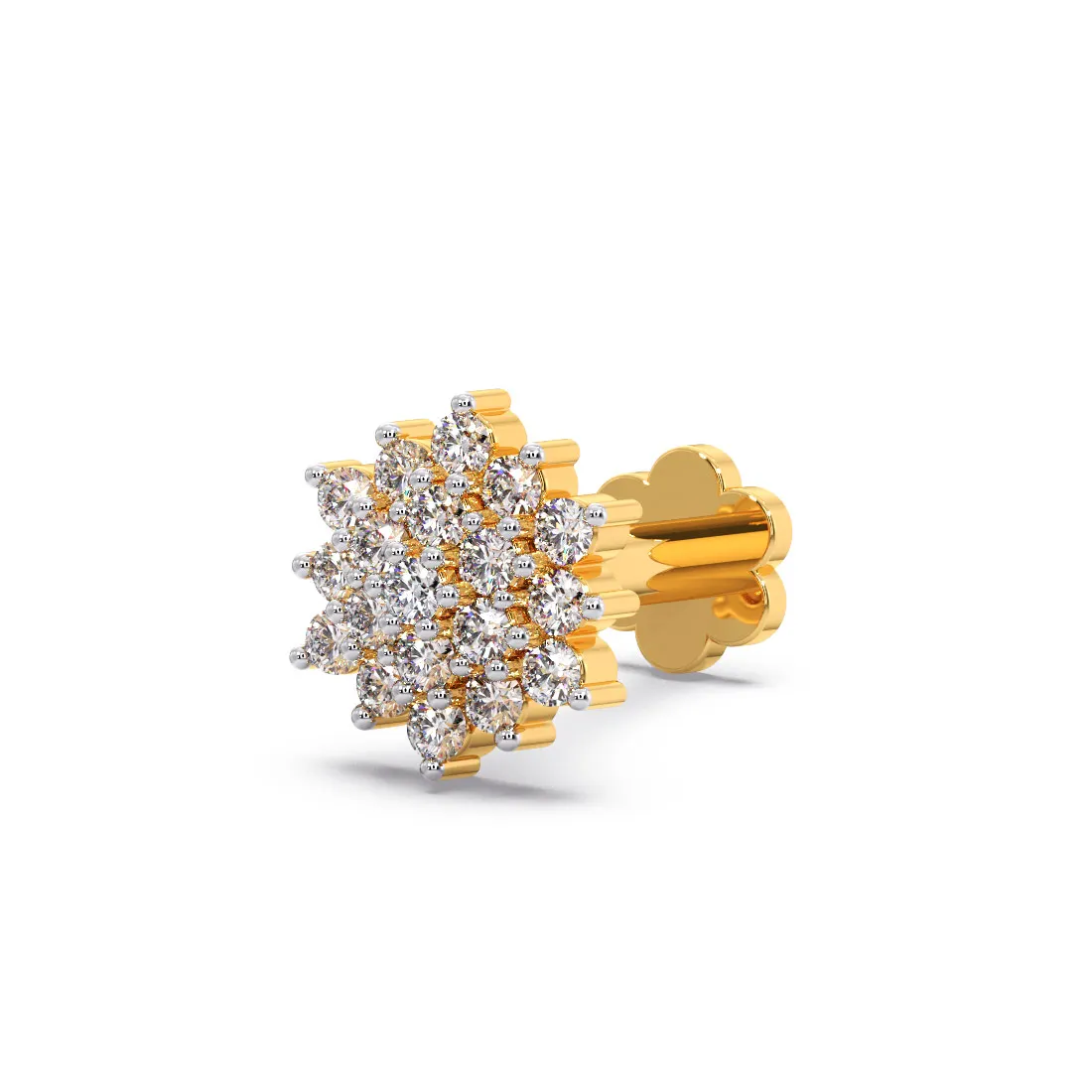Dazzling Cluster Diamond Nose Pin in Starburst Design for Radiant Elegance - Image 2