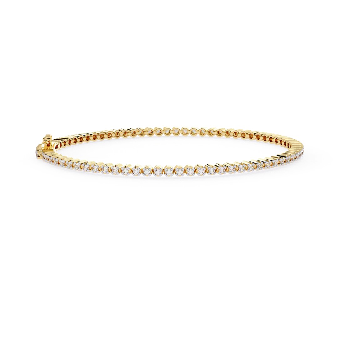 Elegant Tennis Bracelet with 1.20 CT Round Diamonds in Gold Setting - Image 1