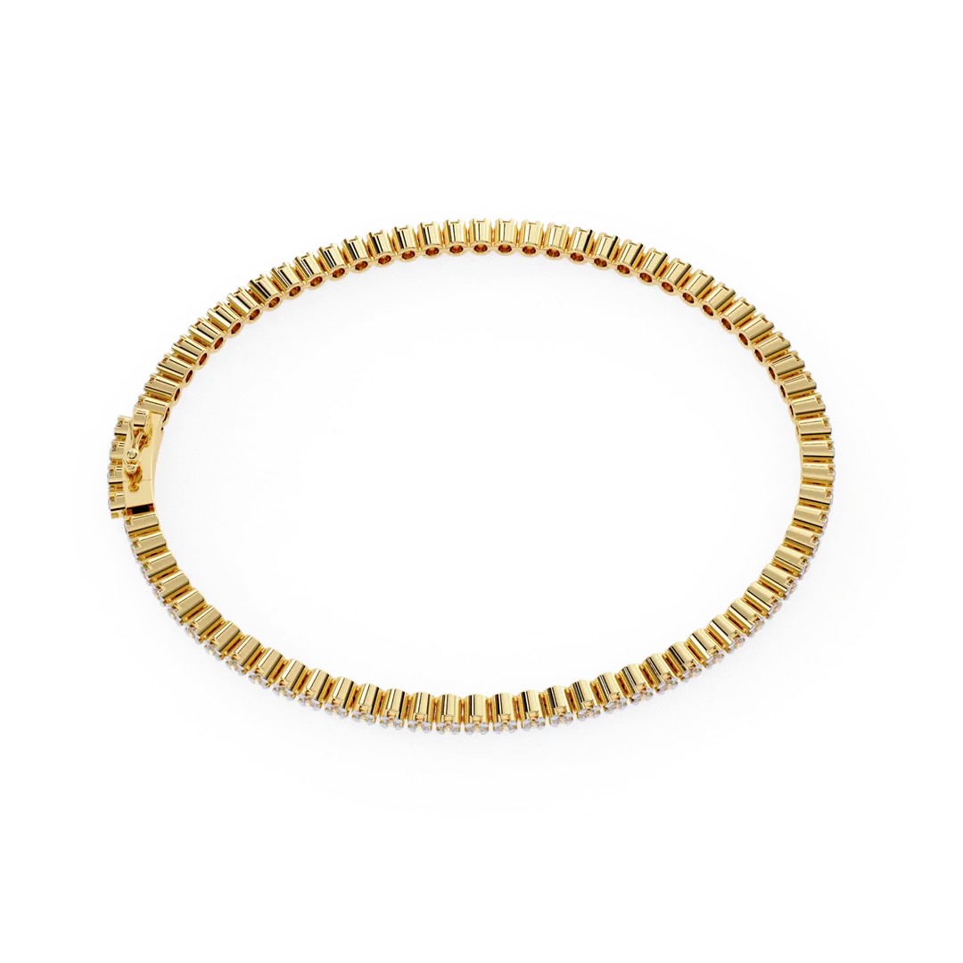 Elegant Tennis Bracelet with 1.20 CT Round Diamonds in Gold Setting - Image 2