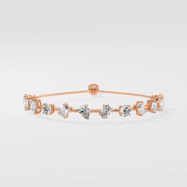 Adjustable Mixed Cut Diamond Tennis Bracelet with Elegant Setting