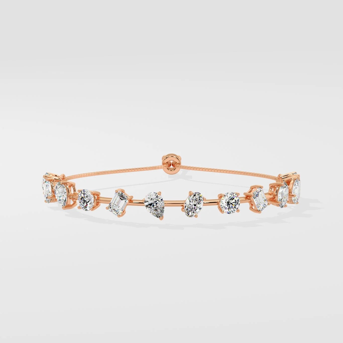 Adjustable Mixed Cut Diamond Tennis Bracelet with Elegant Setting - Image 1