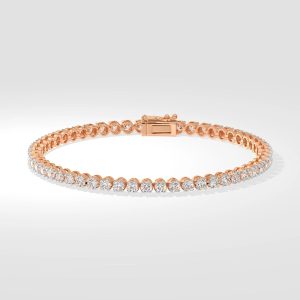Elegant Diamond Tennis Bracelet with 0.08 Ct Round Diamonds in Rose Gold