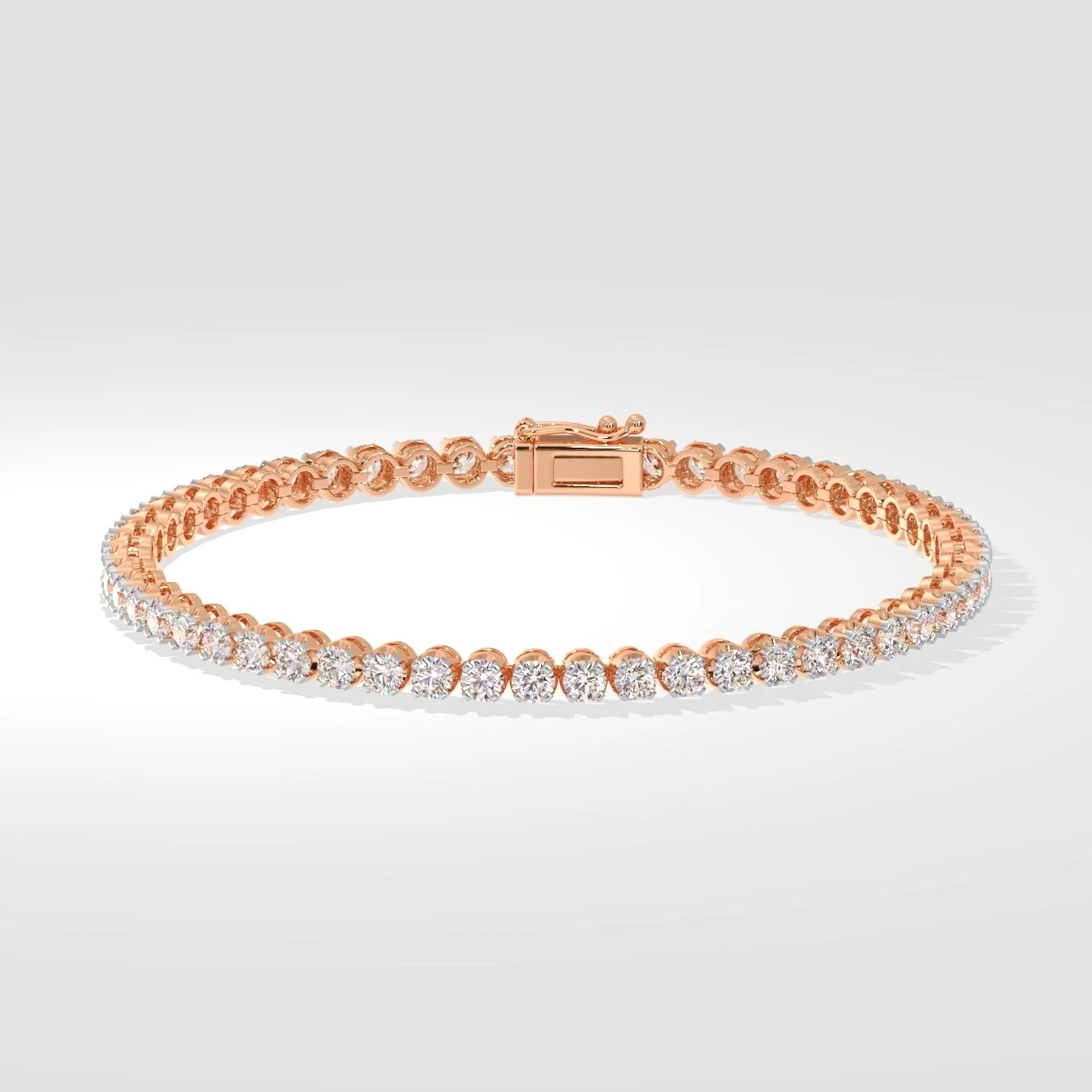 Elegant Diamond Tennis Bracelet with 0.08 Ct Round Diamonds in Rose Gold - Image 1
