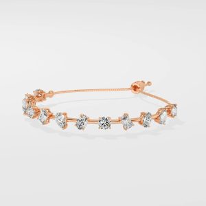 Adjustable Mixed Cut Diamond Tennis Bracelet with Elegant Setting - Image 2