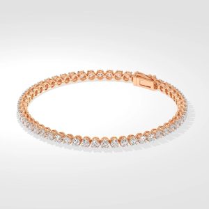 Elegant Diamond Tennis Bracelet with 0.08 Ct Round Diamonds in Rose Gold - Image 2