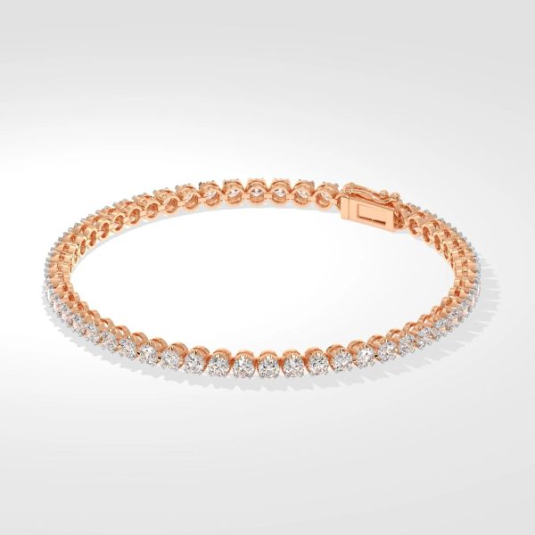 Elegant Diamond Tennis Bracelet with 0.08 Ct Round Diamonds in Rose Gold - Image 2