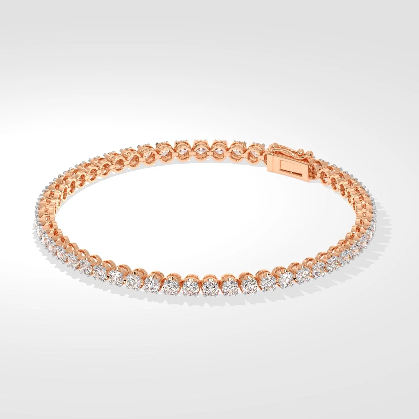 Elegant Diamond Tennis Bracelet with 0.08 Ct Round Diamonds in Rose Gold - Image 2