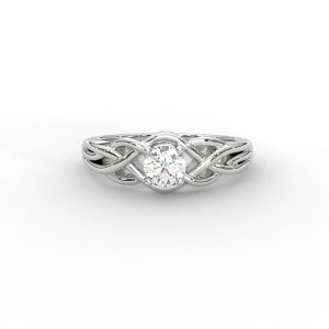 Intricate Gold Solitaire Ring with Celtic-Inspired Design - Image 5