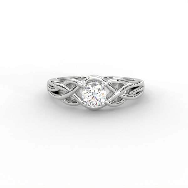 Intricate Gold Solitaire Ring with Celtic-Inspired Design - Image 5