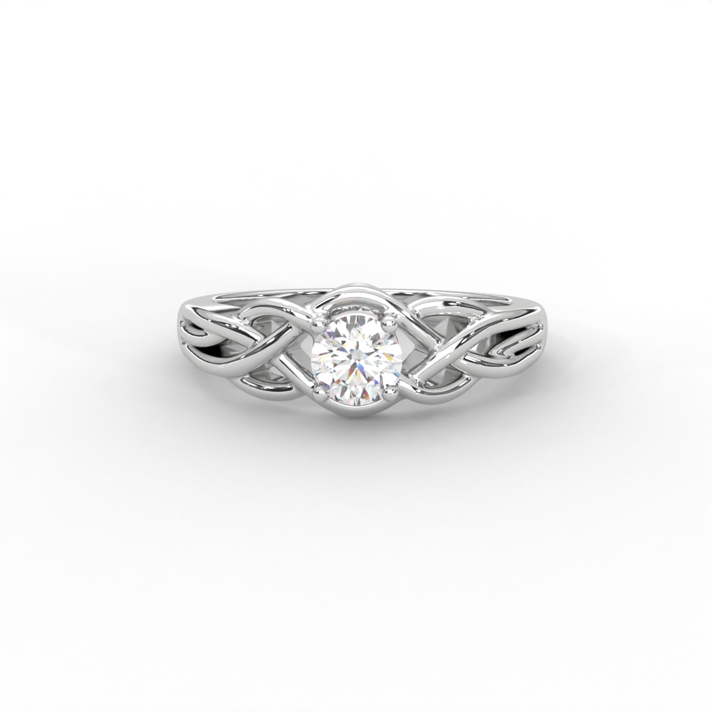 Intricate Gold Solitaire Ring with Celtic-Inspired Design - Image 5