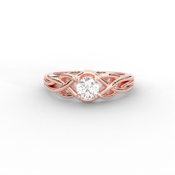 Intricate Gold Solitaire Ring with Celtic-Inspired Design - Image 9