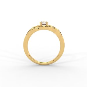Intricate Gold Solitaire Ring with Celtic-Inspired Design - Image 4