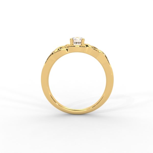 Intricate Gold Solitaire Ring with Celtic-Inspired Design - Image 4