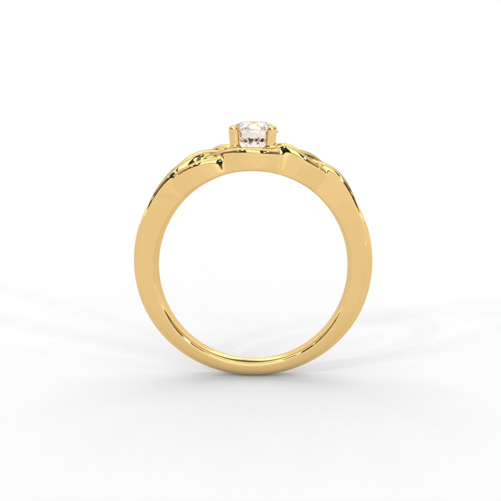 Intricate Gold Solitaire Ring with Celtic-Inspired Design - Image 4