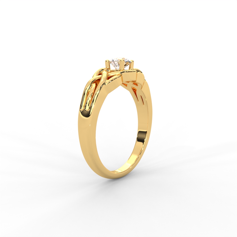 Intricate Gold Solitaire Ring with Celtic-Inspired Design - Image 3