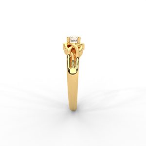 Intricate Gold Solitaire Ring with Celtic-Inspired Design - Image 2