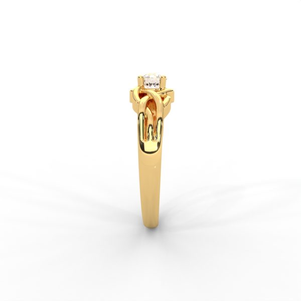 Intricate Gold Solitaire Ring with Celtic-Inspired Design - Image 2