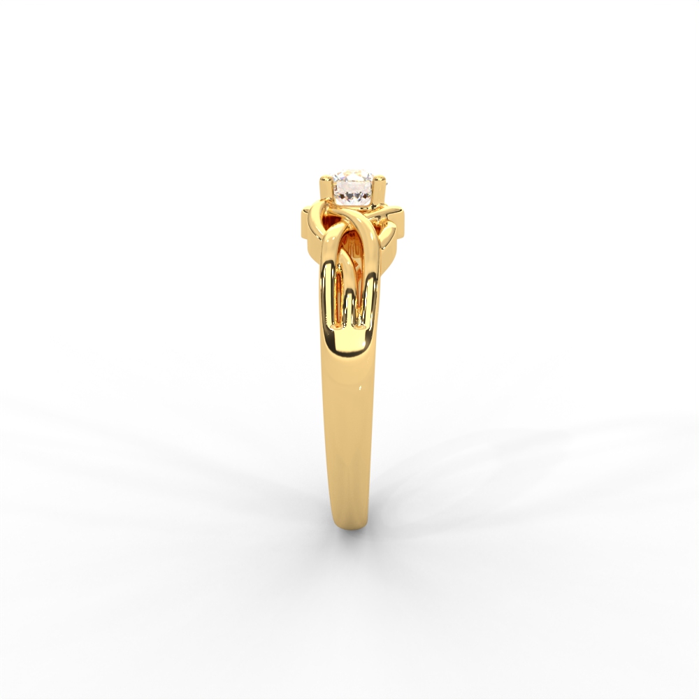 Intricate Gold Solitaire Ring with Celtic-Inspired Design - Image 2