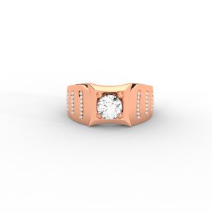 Men’s Bold Solitaire Ring with Diamond-Studded Side Detailing - Image 5