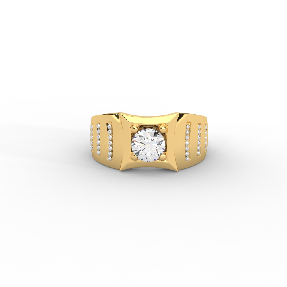 Men’s Bold Solitaire Ring with Diamond-Studded Side Detailing - Image 1