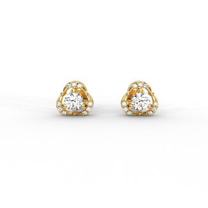 Elegant Tri-Frame Diamond Stud Earrings with Pavé Accents