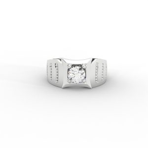 Men’s Bold Solitaire Ring with Diamond-Studded Side Detailing - Image 9