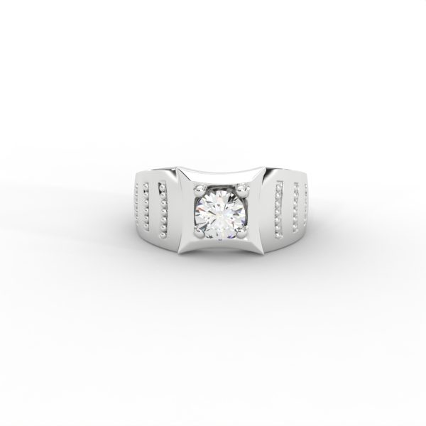 Men’s Bold Solitaire Ring with Diamond-Studded Side Detailing - Image 9