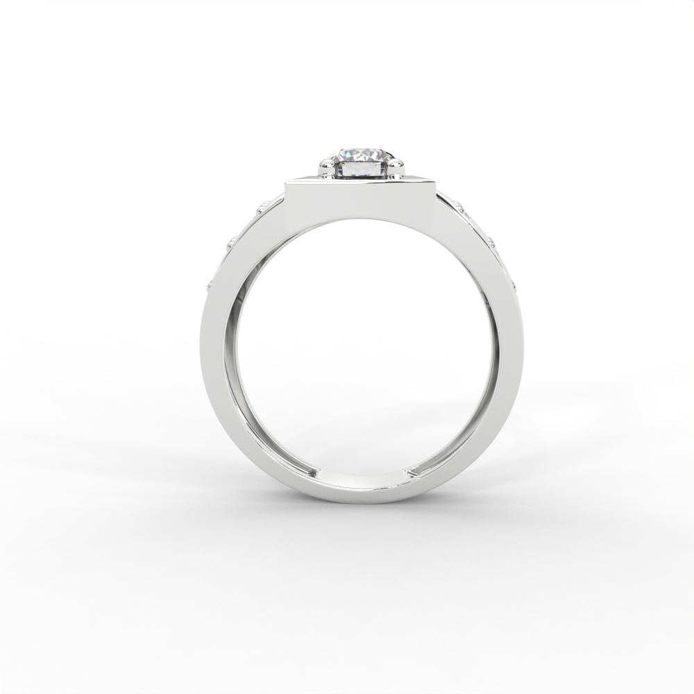 Men’s Bold Solitaire Ring with Diamond-Studded Side Detailing - Image 11
