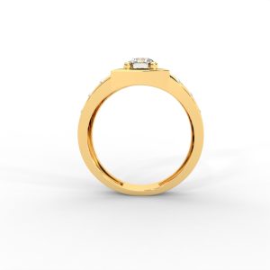 Men’s Bold Solitaire Ring with Diamond-Studded Side Detailing - Image 4