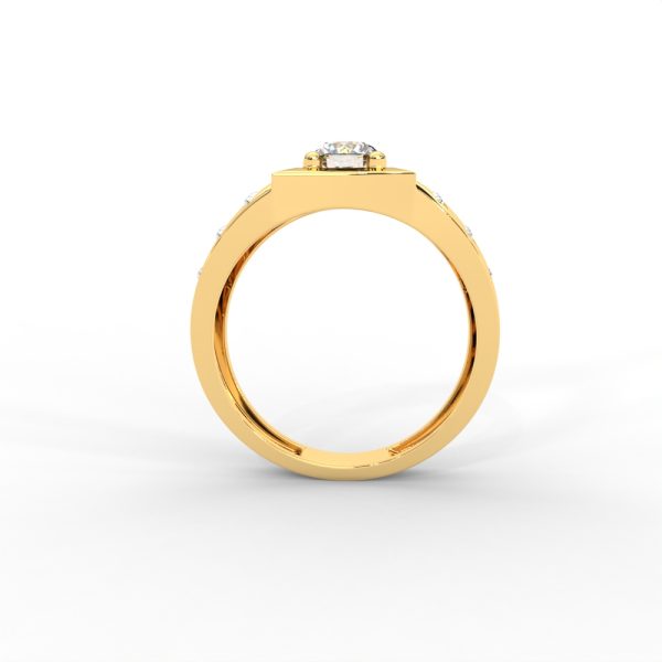 Men’s Bold Solitaire Ring with Diamond-Studded Side Detailing - Image 4