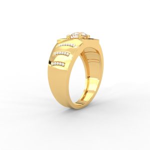 Men’s Bold Solitaire Ring with Diamond-Studded Side Detailing - Image 3