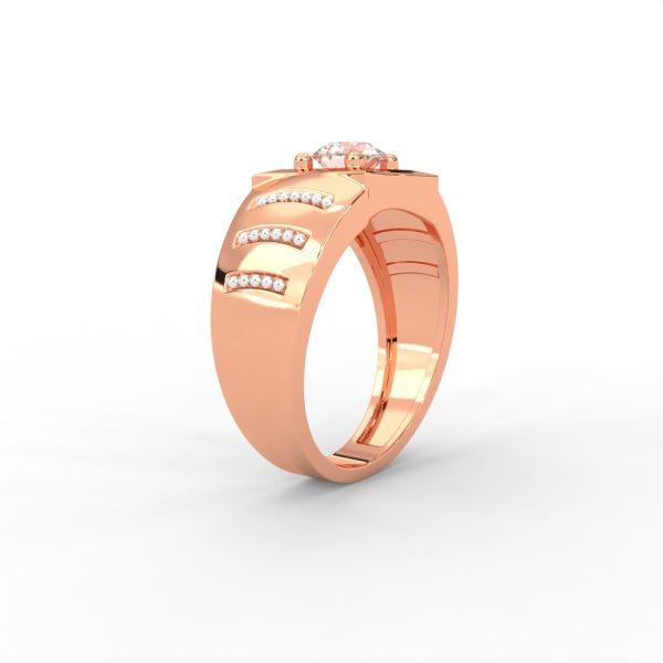Men’s Bold Solitaire Ring with Diamond-Studded Side Detailing - Image 7