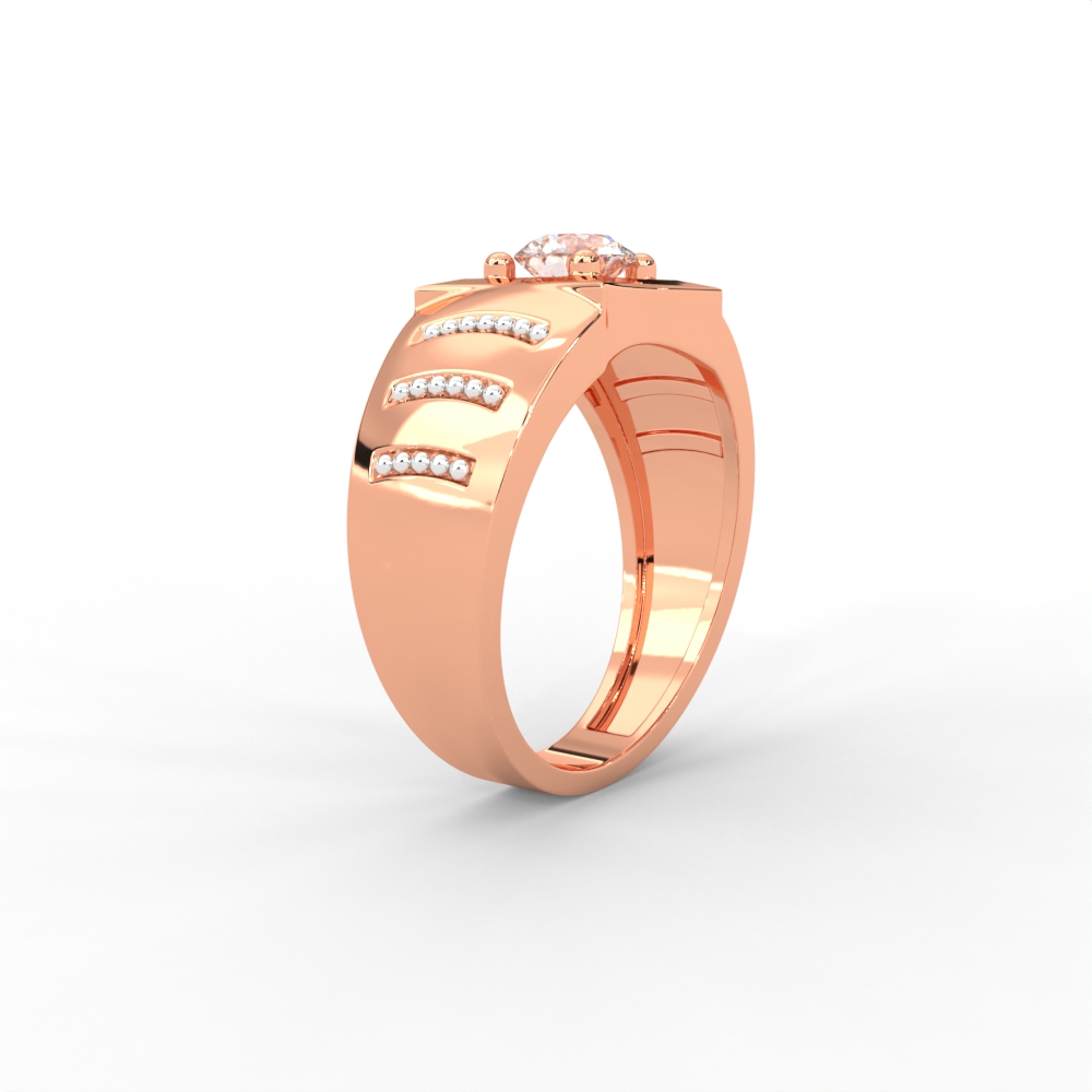 Men’s Bold Solitaire Ring with Diamond-Studded Side Detailing - Image 7