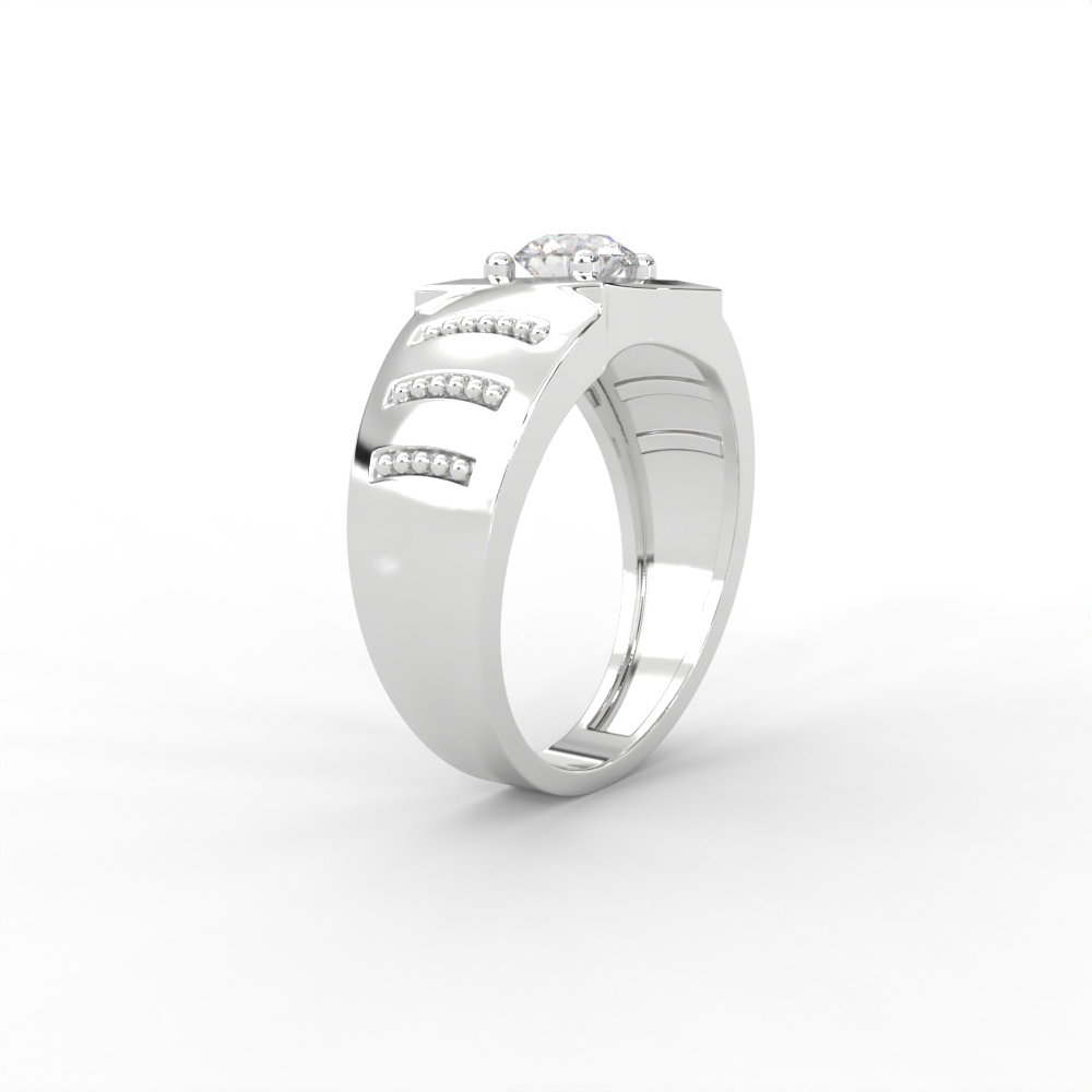 Men’s Bold Solitaire Ring with Diamond-Studded Side Detailing - Image 12