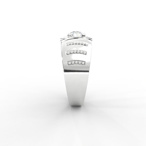 Men’s Bold Solitaire Ring with Diamond-Studded Side Detailing - Image 10