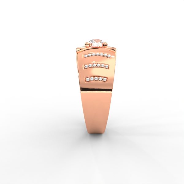 Men’s Bold Solitaire Ring with Diamond-Studded Side Detailing - Image 6