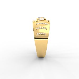 Men’s Bold Solitaire Ring with Diamond-Studded Side Detailing - Image 2