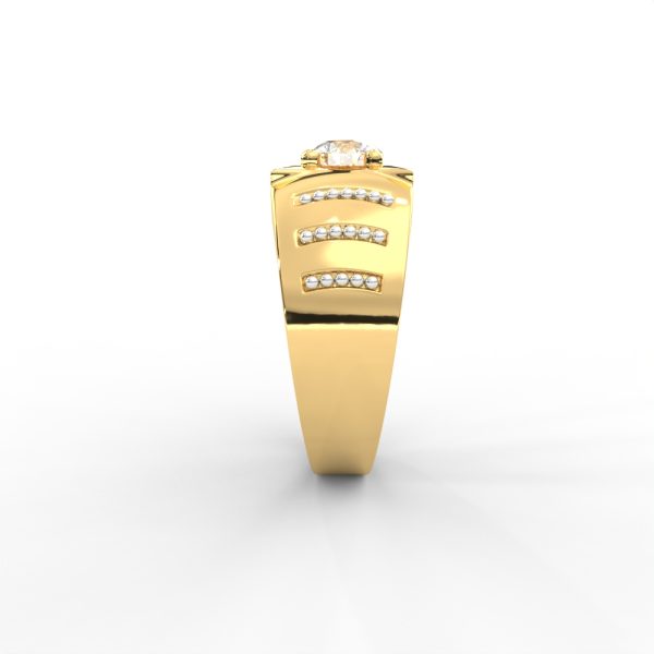 Men’s Bold Solitaire Ring with Diamond-Studded Side Detailing - Image 2